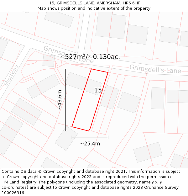 15, GRIMSDELLS LANE, AMERSHAM, HP6 6HF: Plot and title map