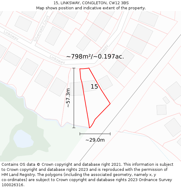 15, LINKSWAY, CONGLETON, CW12 3BS: Plot and title map