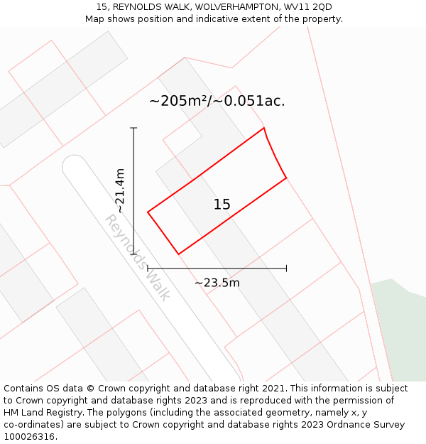 15, REYNOLDS WALK, WOLVERHAMPTON, WV11 2QD: Plot and title map
