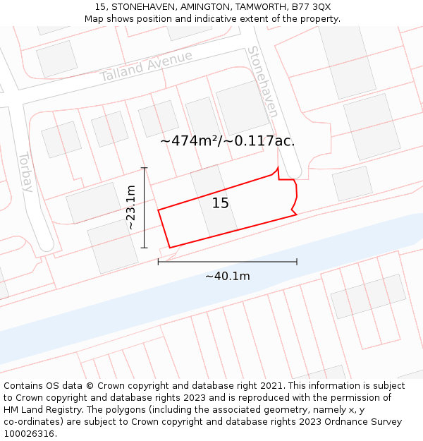 15, STONEHAVEN, AMINGTON, TAMWORTH, B77 3QX: Plot and title map