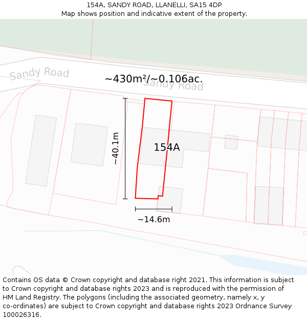 154A, SANDY ROAD, LLANELLI, SA15 4DP: Plot and title map