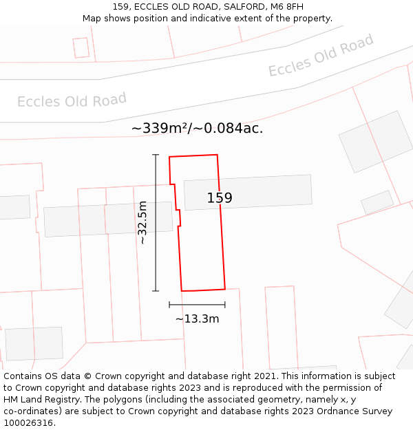 159, ECCLES OLD ROAD, SALFORD, M6 8FH: Plot and title map