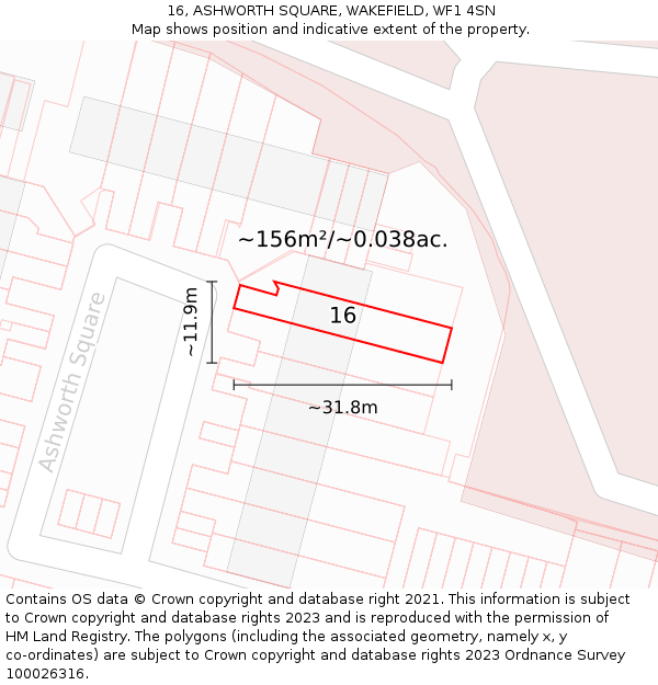 16, ASHWORTH SQUARE, WAKEFIELD, WF1 4SN: Plot and title map