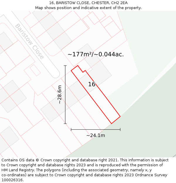 16, BARISTOW CLOSE, CHESTER, CH2 2EA: Plot and title map