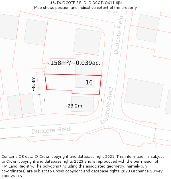 16, DUDCOTE FIELD, DIDCOT, OX11 6JN: Plot and title map