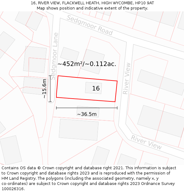 16, RIVER VIEW, FLACKWELL HEATH, HIGH WYCOMBE, HP10 9AT: Plot and title map