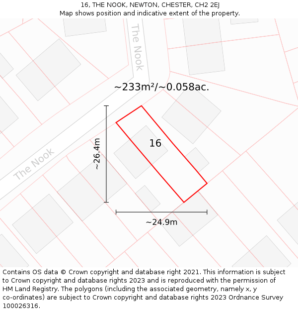 16, THE NOOK, NEWTON, CHESTER, CH2 2EJ: Plot and title map