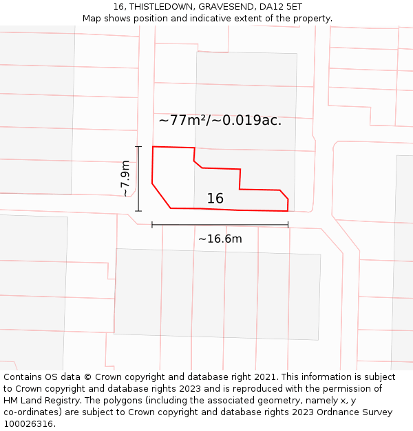 16, THISTLEDOWN, GRAVESEND, DA12 5ET: Plot and title map