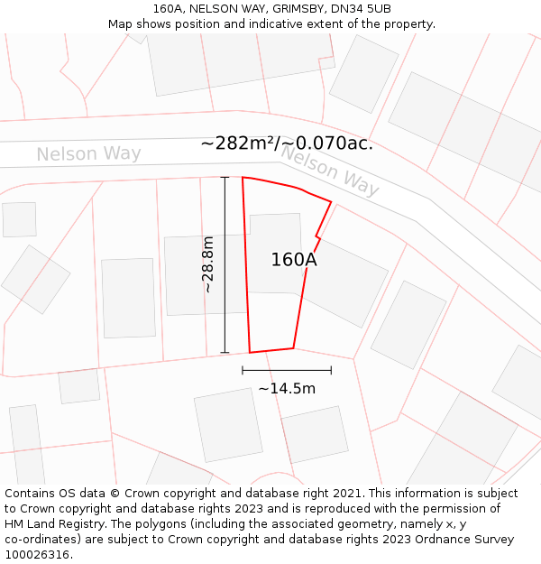 160A, NELSON WAY, GRIMSBY, DN34 5UB: Plot and title map