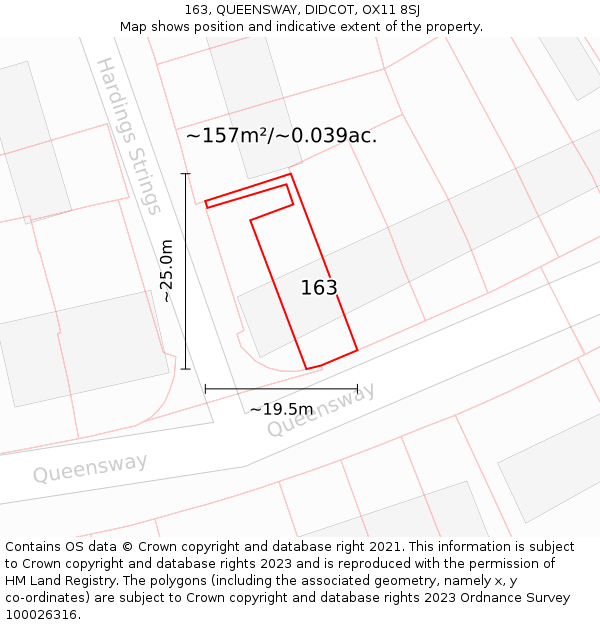 163, QUEENSWAY, DIDCOT, OX11 8SJ: Plot and title map