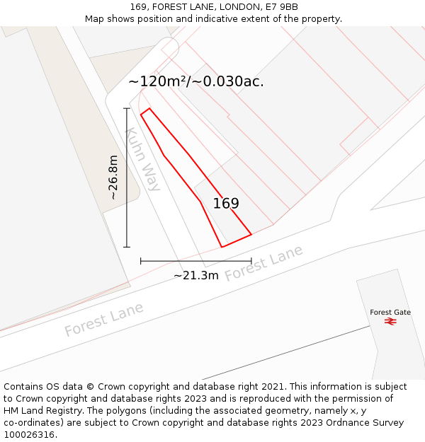 169, FOREST LANE, LONDON, E7 9BB: Plot and title map