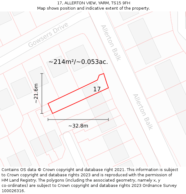 17, ALLERTON VIEW, YARM, TS15 9FH: Plot and title map