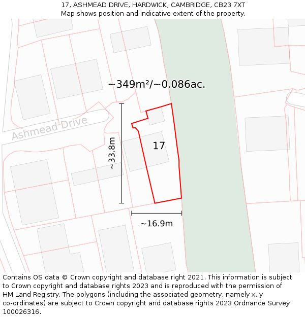 17, ASHMEAD DRIVE, HARDWICK, CAMBRIDGE, CB23 7XT: Plot and title map