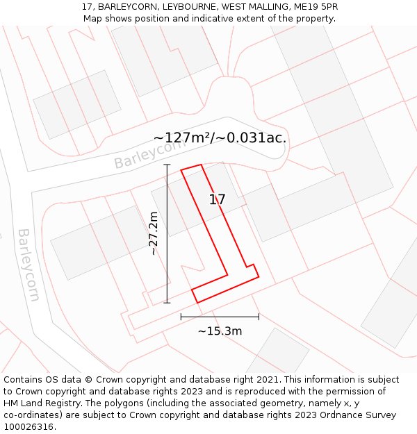 17, BARLEYCORN, LEYBOURNE, WEST MALLING, ME19 5PR: Plot and title map