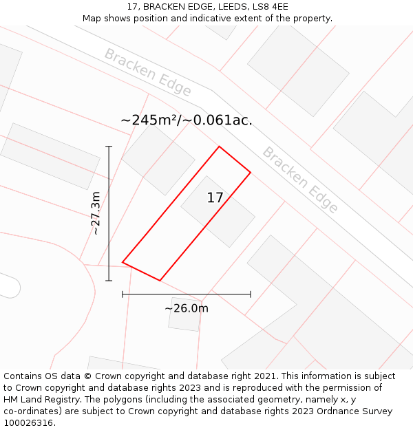 17, BRACKEN EDGE, LEEDS, LS8 4EE: Plot and title map