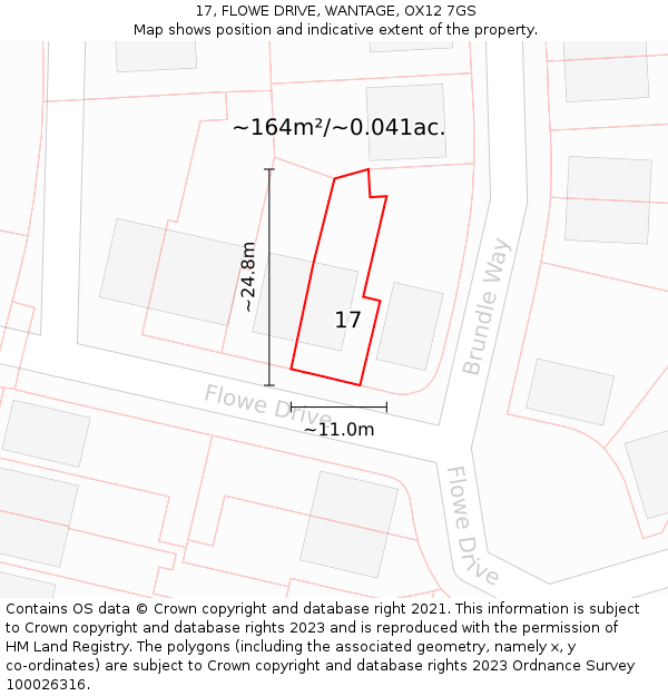 17, FLOWE DRIVE, WANTAGE, OX12 7GS: Plot and title map