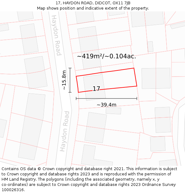 17, HAYDON ROAD, DIDCOT, OX11 7JB: Plot and title map