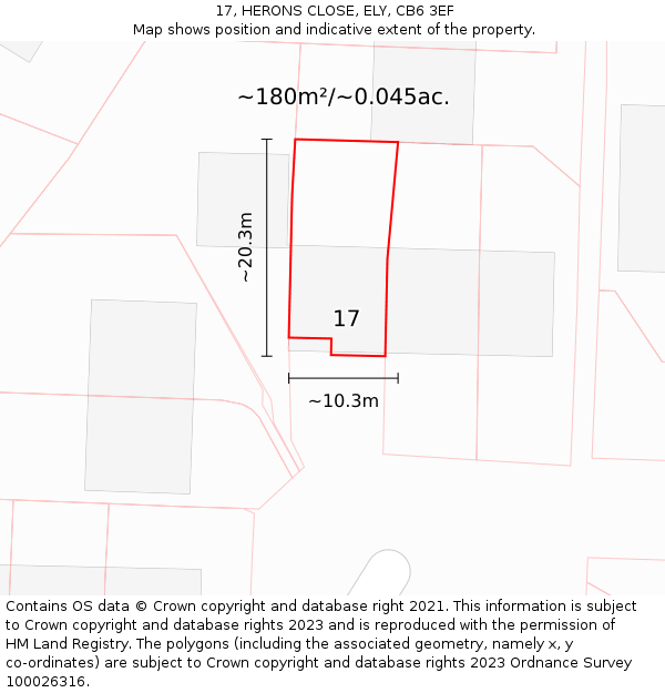 17, HERONS CLOSE, ELY, CB6 3EF: Plot and title map
