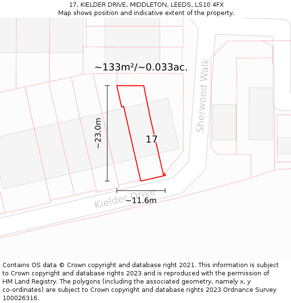 17, KIELDER DRIVE, MIDDLETON, LEEDS, LS10 4FX: Plot and title map