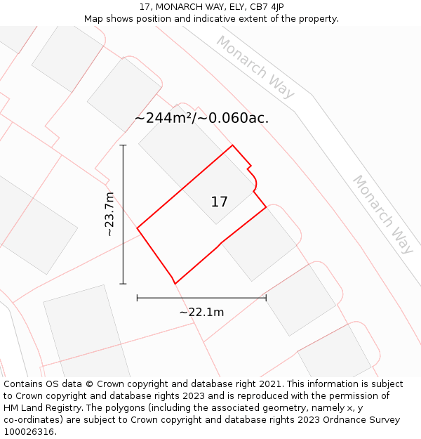 17, MONARCH WAY, ELY, CB7 4JP: Plot and title map