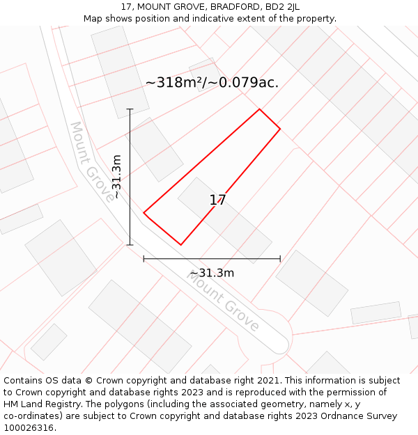 17, MOUNT GROVE, BRADFORD, BD2 2JL: Plot and title map