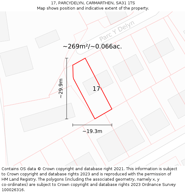 17, PARCYDELYN, CARMARTHEN, SA31 1TS: Plot and title map