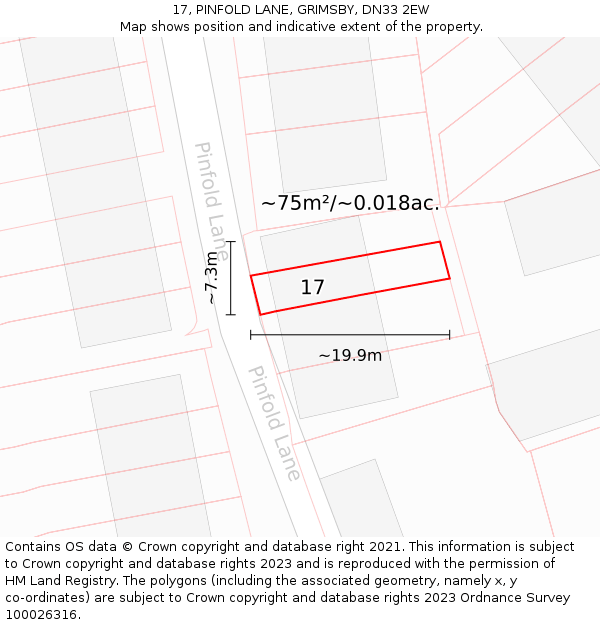 17, PINFOLD LANE, GRIMSBY, DN33 2EW: Plot and title map