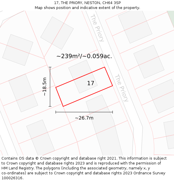 17, THE PRIORY, NESTON, CH64 3SP: Plot and title map