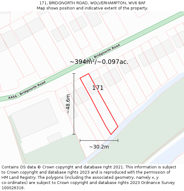 171, BRIDGNORTH ROAD, WOLVERHAMPTON, WV6 8AF: Plot and title map