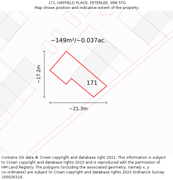 171, HATFIELD PLACE, PETERLEE, SR8 5TG: Plot and title map
