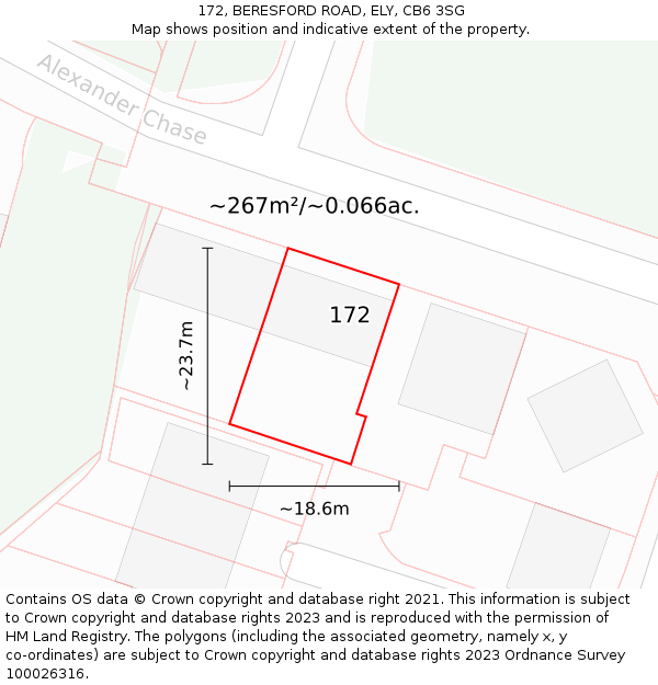 172, BERESFORD ROAD, ELY, CB6 3SG: Plot and title map