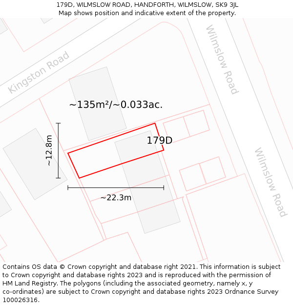179D, WILMSLOW ROAD, HANDFORTH, WILMSLOW, SK9 3JL: Plot and title map