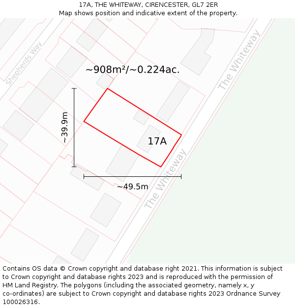 17A, THE WHITEWAY, CIRENCESTER, GL7 2ER: Plot and title map