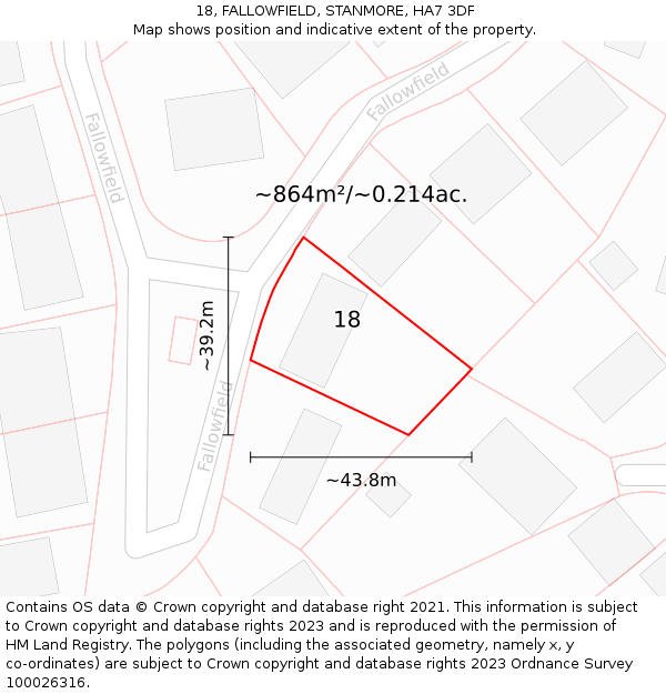 18, FALLOWFIELD, STANMORE, HA7 3DF: Plot and title map