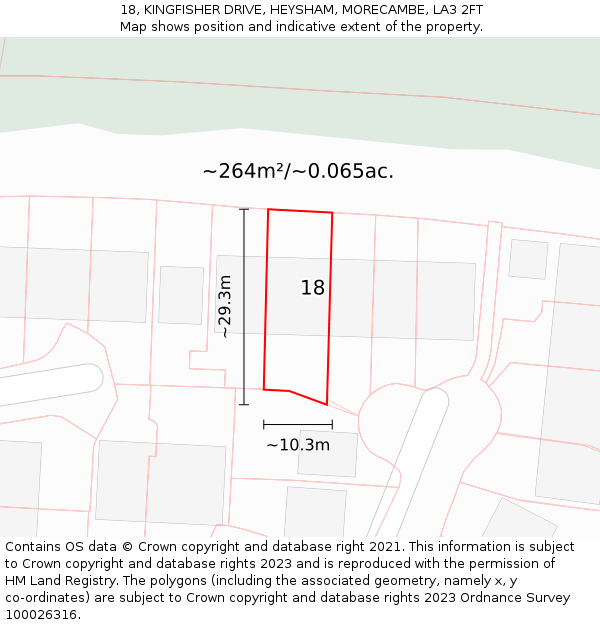 18, KINGFISHER DRIVE, HEYSHAM, MORECAMBE, LA3 2FT: Plot and title map