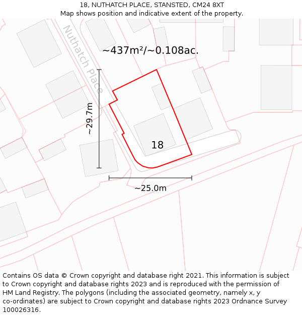 18, NUTHATCH PLACE, STANSTED, CM24 8XT: Plot and title map