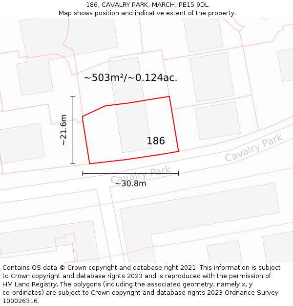 186, CAVALRY PARK, MARCH, PE15 9DL: Plot and title map