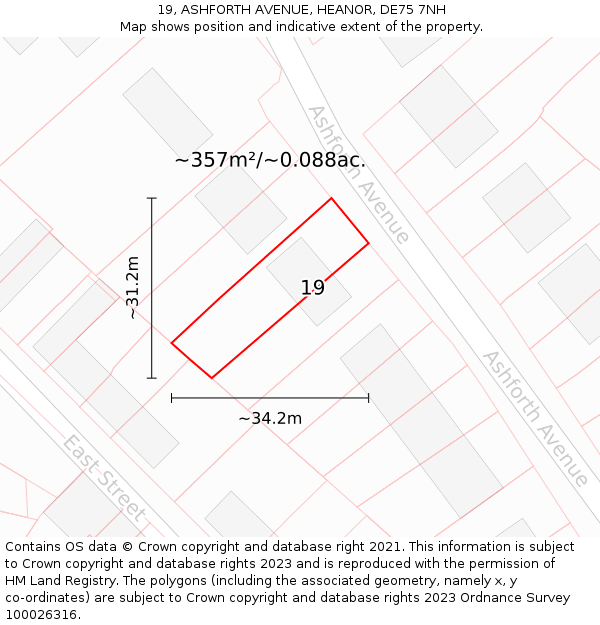 19, ASHFORTH AVENUE, HEANOR, DE75 7NH: Plot and title map