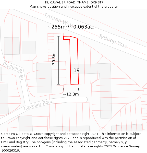 19, CAVALIER ROAD, THAME, OX9 3TP: Plot and title map