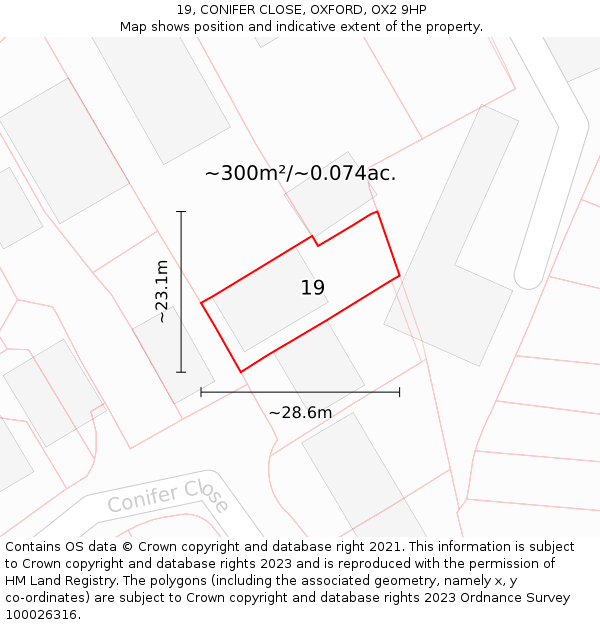 19, CONIFER CLOSE, OXFORD, OX2 9HP: Plot and title map
