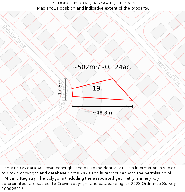 19, DOROTHY DRIVE, RAMSGATE, CT12 6TN: Plot and title map