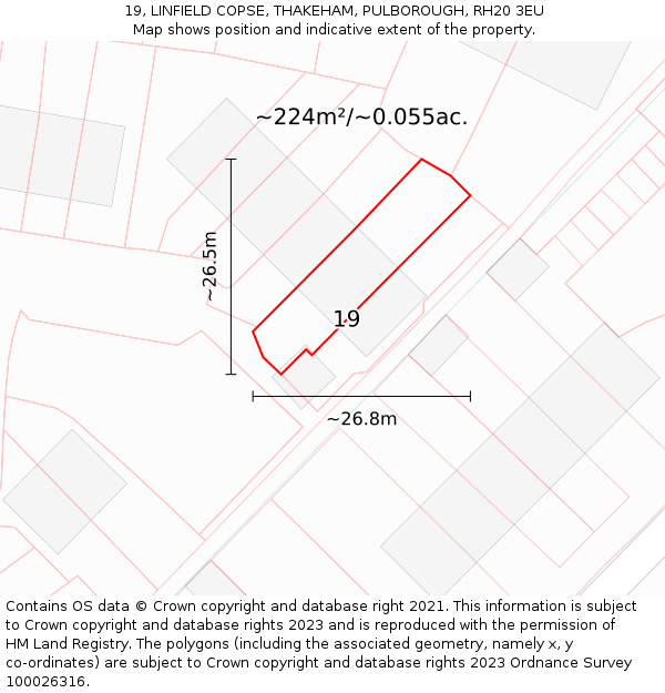 19, LINFIELD COPSE, THAKEHAM, PULBOROUGH, RH20 3EU: Plot and title map