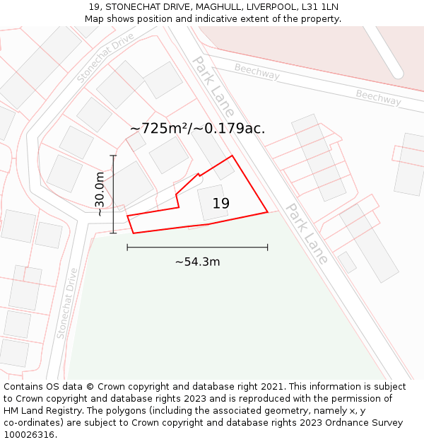 19, STONECHAT DRIVE, MAGHULL, LIVERPOOL, L31 1LN: Plot and title map