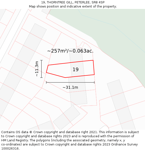 19, THORNTREE GILL, PETERLEE, SR8 4SP: Plot and title map