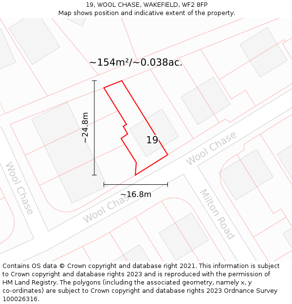 19, WOOL CHASE, WAKEFIELD, WF2 8FP: Plot and title map