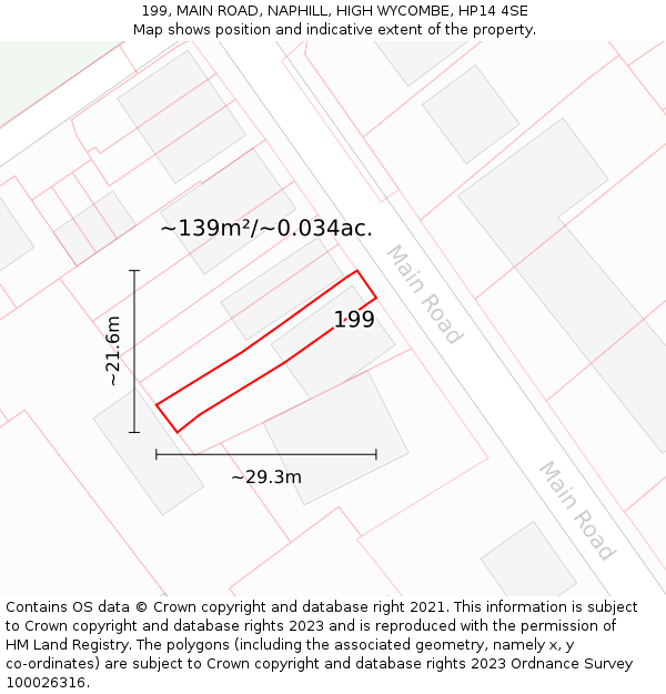 199, MAIN ROAD, NAPHILL, HIGH WYCOMBE, HP14 4SE: Plot and title map