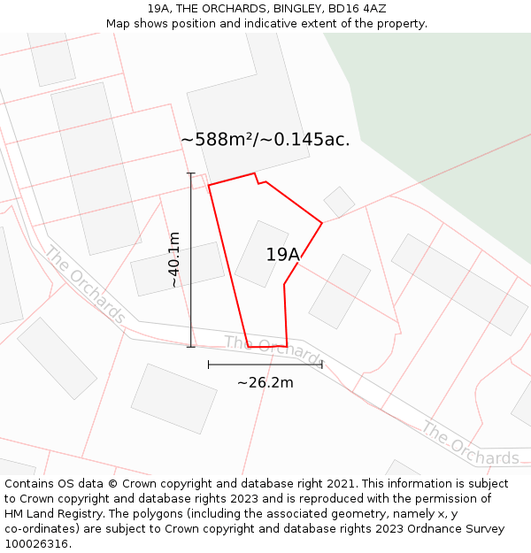 19A, THE ORCHARDS, BINGLEY, BD16 4AZ: Plot and title map