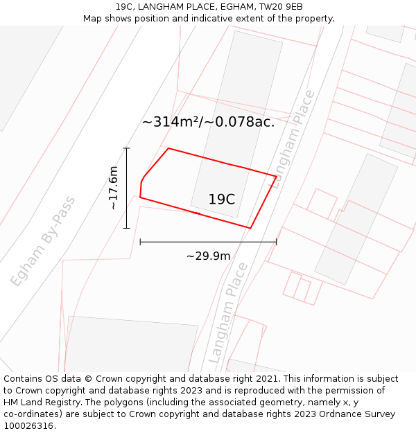 19C, LANGHAM PLACE, EGHAM, TW20 9EB: Plot and title map