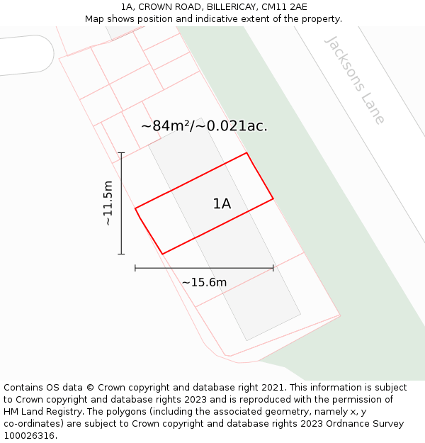 1A, CROWN ROAD, BILLERICAY, CM11 2AE: Plot and title map