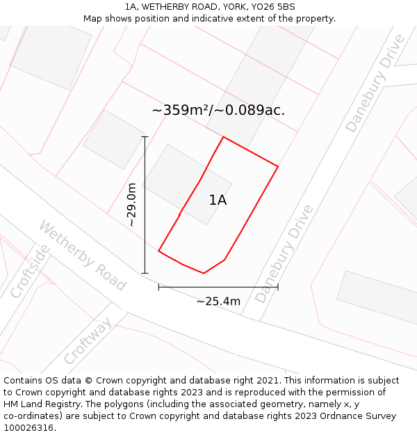 1A, WETHERBY ROAD, YORK, YO26 5BS: Plot and title map